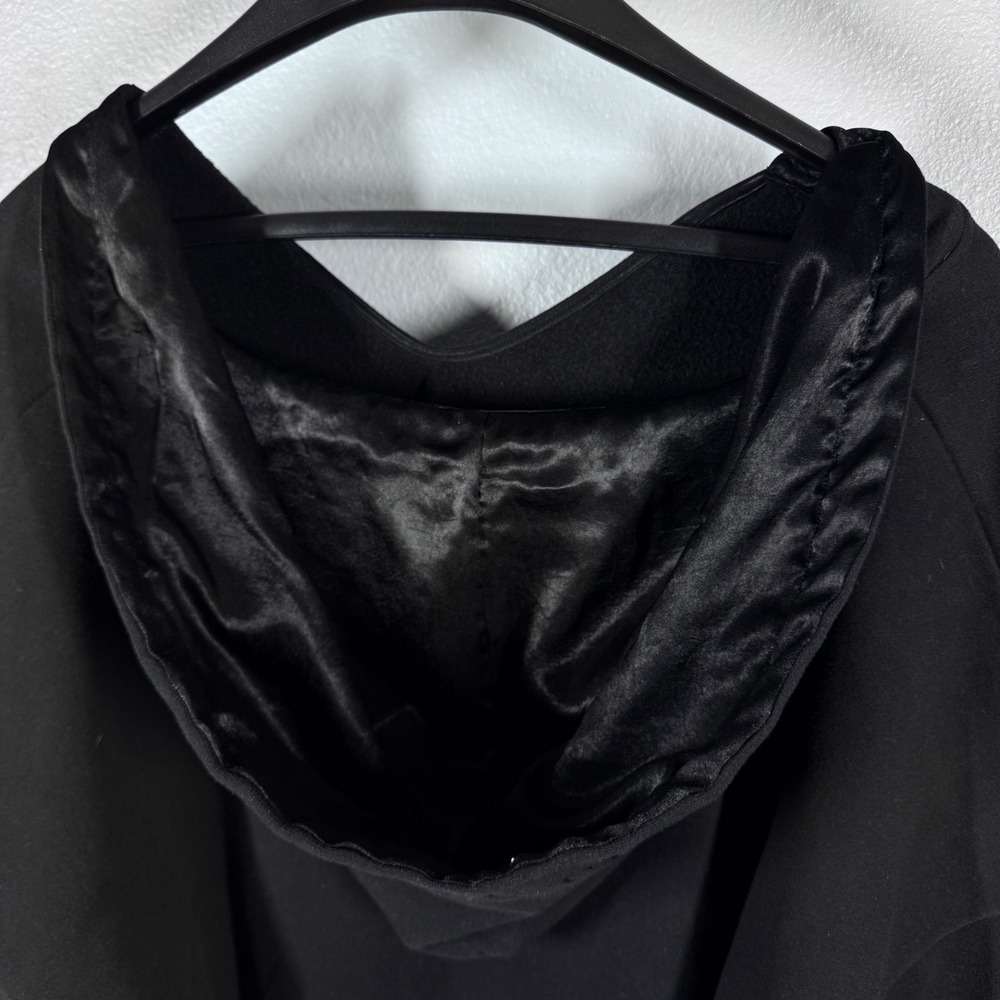 Victorias Secret Womens Black Satin Trim Cropped V-Neck Hoodie Sweatshirt XL - Picture 13 of 13